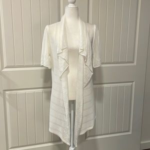 Exclusively Misook Pointelle Knit Sheer Cardigan